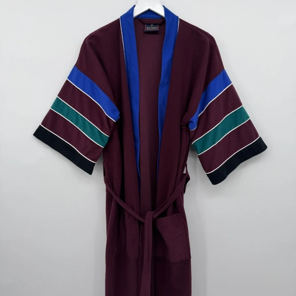 Vintage Barrington Velour Robe Mens One Size Belted Pockets Old Money Smoking